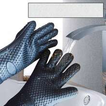 OVEN GLOVES SILICONE FINGERS GRILL KITCHEN OVEN 2 PCS HEAT RESISTANT - 黑色 - 查看 9