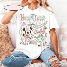 Disney With My Bestie T-Shirt, Minnie Mouse And Daisy Duck Coquette Bow Shirt, Best Friends Disneyland Matching Tee, Disney 100% Cotton T-Shirt - trắng - Xem 1