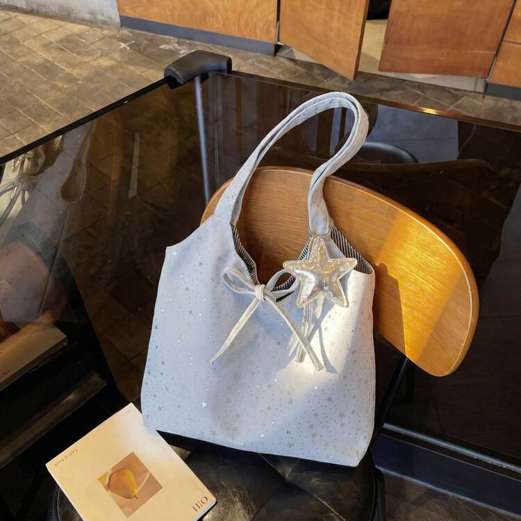Bolso de mano moderno y versátil para mujer, estilo casual elegante con un toque de alta gama, bolso de hombro estiloso ideal para ir de compras. - Blanco roto sin colgantes - Añade 1
