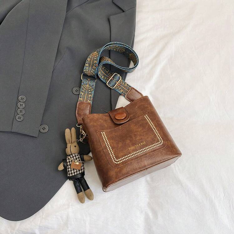 Women Crossbody - 咖色無掛件 - 查看 9