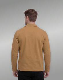 Stylish Men's Jacket With Waterfall Collar, Long Sleeves, Casual Sweatshirt Style With Button Details And Pockets. - Màu be - Xem 5