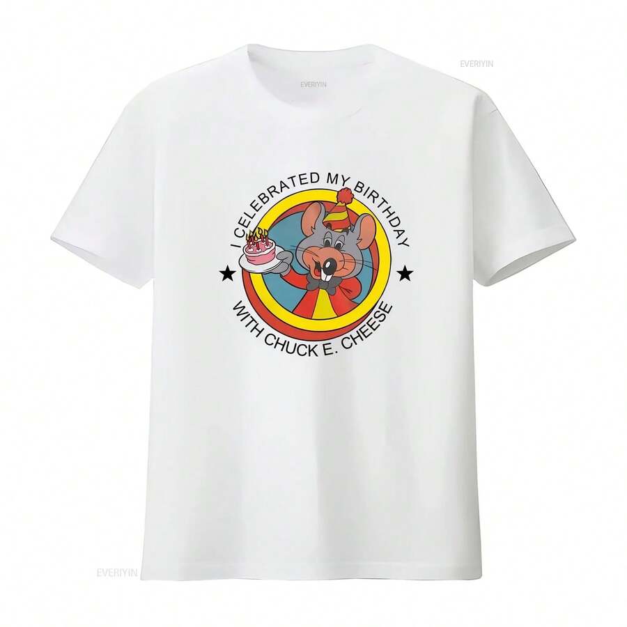 Chuck E Cheese Birthday Celebration T Shirt Fun Mouse Design For Kids' Parties Vintage Washed Versatile Breathable - 款式 - 查看 1