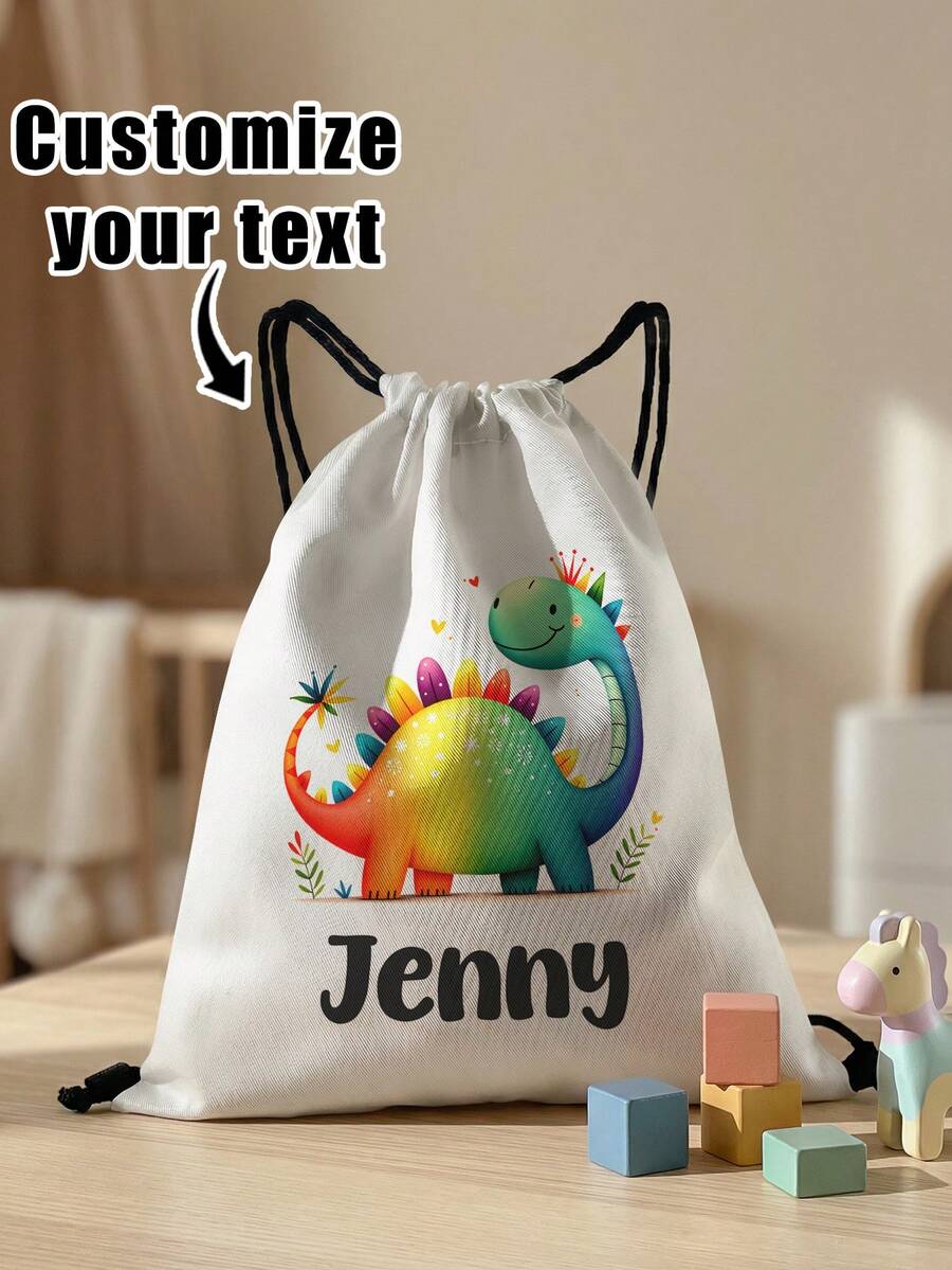 1pc Customized Name Pattern Drawstring Backpack, Can Be Customized According To Your Unique Design, Perfect For Children, Boys, Girls, Print Your Own Name Or Print Sister And Classmate's Name As A Gift To Give To Others