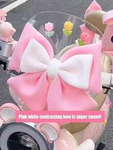 1pc Cute Bowknot Decor Accessory For Electric Bicycle/Motorcycle, Essential Sticker - Multicolor - View 4