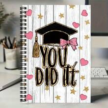 100-Page Spiral Notebook With Graduation Cap & Bow Design, Ideal For Work, Study, Journaling, And Daily Planning. Thoughtful Birthday Gift With Ceremony Vibe! - E - View 5