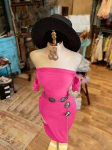 Vestido bandeau de unicolor de moda para mujer - Rosa - Ver 6