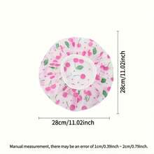 2pcs Thickened Red Cherry Print Shower Cap, Universal Shower Hair Cap, Cute Design, Suitable For Bathing And Showering, Sturdy And Durable Headwear, Secure And Snug Fit, Bathing Accessory - Cherry - View 4
