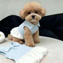 1pc Pet Dog Lightweight, Comfortable Bow Tie Dress, Cute Summer Outfit For Toy Poodle, Teddy Bear Small Dogs - Baby Blue - View 14