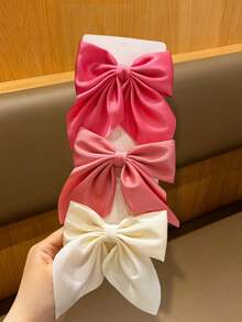 3件/6件裝 新款純色女童蝴蝶結髮夾 簡約後腦勺鱷魚夾髮飾 青少女頂部髮夾 日常百搭髮夾 - 彩色 - 查看 10