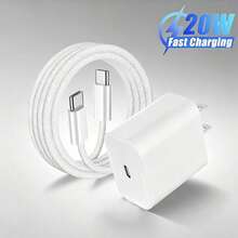 20W Portable Fast Charger + 3.3ft/100cm Type-C To Type-C High-Efficiency Data Transfer Braided Cable, Compatible With IPhone 16/16 Pro/16 Pro Max/16 Plus/15/15 Pro/15Pro Max/IPad Mini6/IPad Air4/IPad Pro,Phone ChargerHigh Output Power - View 2