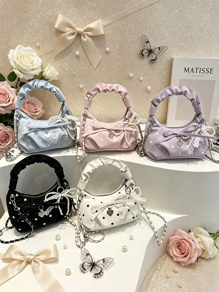 1pc This Stylish And Sweet Polka Dot Mini Handbag Features A Unique Design. Suitable For Various Occasions, This Versatile Bag Is Perfect For Outdoor Activities, Playtime, Commuting, And More. It'S The Perfect Gift For Teenagers. - Multicolor - View 1