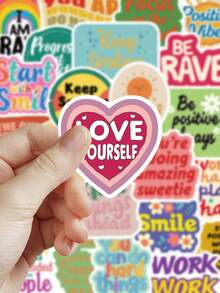 50pcs Positive Affirmation Sticker Set, Motivational Stickers For Phone Case, Notebook, Guitar, Skateboard, Birthday Gift - Multicolor - View 5