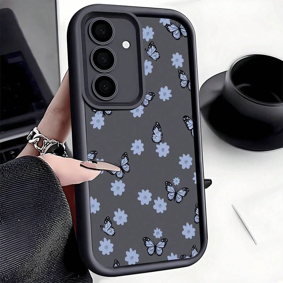 Funda de teléfono a prueba de golpes con gráfico inspirador de mariposa, compatible con iPhone, Honor - Negro 2 - Ver 1