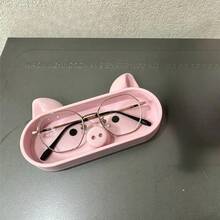 Pink Pig-Shaped Storage Tray With Pig-Themed Lid, Suitable For Storing Glasses, Jewelry And Small Accessories, Cute Pig-Shaped Coin Bank And Desktop Decoration, Plastic Desktop Organizer, Suitable For Bedside Table And Office - Multicolor - View 2