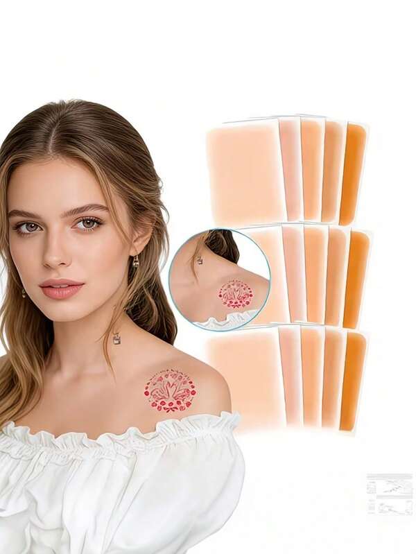 5pcs Ultra-Thin Invisible Tattoo Cover-Up Patches, Waterproof Breathable Concealing Stickers With Removal Paper, Perfect For Covering Tattoos And Birthmarks