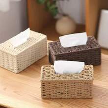 Hộp đựng khăn giấy đan tay, phong cách Zen tối giản phương Đông, phù hợp cho phòng khách, phòng ngủ, văn phòng - Nhiều màu - Xem 1