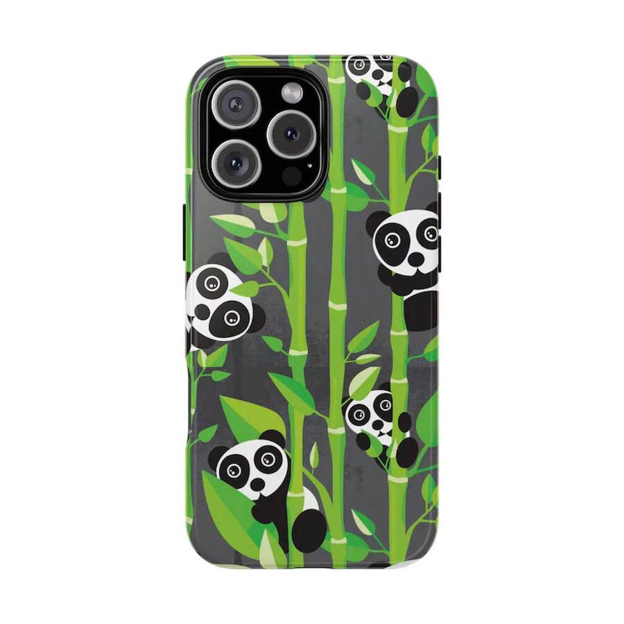 [24h Shipping From DE]Apple 17 16e 15 14 13 12 Pro Max PlusPanda Phone Case |   Playful Bamboo Pattern, Protective Dual Layer  23 24 25 26 - Frosted Texture - View 1