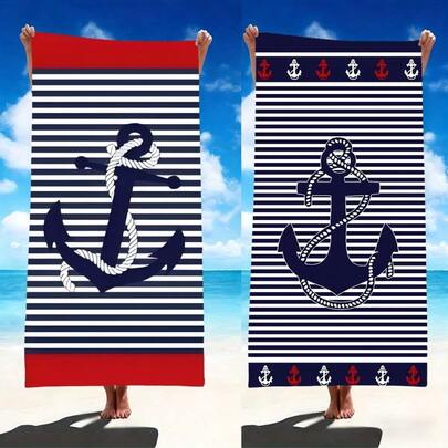 2 Pieces Ocean-Themed Quick-Dry Beach Towel Couple Set - Made Of Soft And Durable Polyester And Microfiber, It Is Absorbent And Lightweight, Making It Perfect For Beach Days. With An Elegant Coastal Style, It Is A Must-Have Item For Summer Beach Days