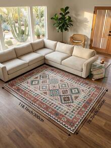 1 pieza Alfombra multicolor de diamante para sala de estar, adecuada para cocina, comedor, dormitorio, decoración de habitación festiva, interior/exterior, oficina, vestíbulo, felpudo antideslizante, alfombra de baño, pasillo, alfombra de área de estudio y juegos - Multicolor - Ver 6