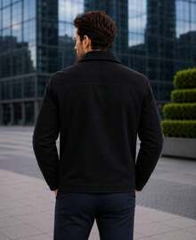 Suede-Lined Formal Jacket, Modern. - Black - View 3