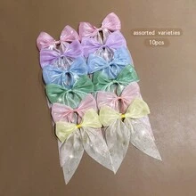 10pcs Random Color Bowknot Hair Clips, Sweet Style Hair Accessories For Daily Use,Hair Slide,Claw Clips - Multicolor - View 10