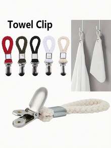 1pc Metal Towel Hook With Cotton Hanging Ring, Multi-Purpose Fabric Hook For Home, Kitchen, Bathroom - Multicolor - View 2