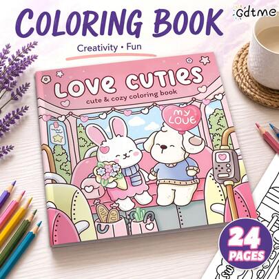 GDTME LOVE CUTIES: Bold-Easy Patterns Coloring Book For Adults And Children Cute Drawing Book Perfect Gift For Father's Day, Christmas Party, Halloween And Birthday-Happiness Scene Colouring For Relaxing : Suitable For Friends Who Love Coloring And Back To School(Cozy Space Coloring)