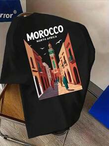 Unisex T-Shirt Men's T-Shirt With Moroccan Print, Exotic Retro North African Travel Style, Lightweight And Breathable Fabric, Machine Washable, Comfortable Fit, Comfortable Street-Style Design. (Men's Clothing, Men's Summer Outfit, Men's T-Shirt, Father's Day Gift, T-Shirt, Men's T-Shirt, Man, Men's Shirt, Men's T-Shirt, Streetwear, Football Jersey, Top, Germany Jersey, Essentials, Men, Men's Summer Outfits, Men's Festival Outfits, Father's Day, Sakura, Tracksuit, Top, Manfinity Men, Women's Summer Outfit, Clothing) Sommer Oberteile Vintage Goth  Trikot Cute Top - 黑色的 - 查看 4
