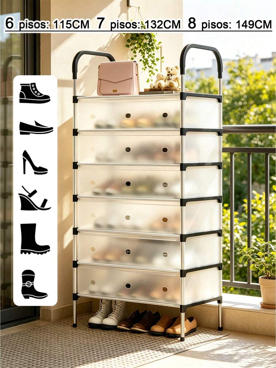 Estante De Almacenamiento 9 Capas Zapatero Fácil De Montar,Zapatero de tubo de aluminio de 8 pisos, organizador de zapatos,Zapatera estante de almacenamiento para el hogar de 5 niveles,Zapatera,3/4/5/6/8/9 pisos Zapatera,Este zapatero tiene capacidad para entre 22 y 30 pares de zapatos,zapatero y sombrerero sencillo y moderno, ahorra espacio, espaciados para una mayor durabilidad fácil de montar y mantener, adecuado para uso doméstico. - Plateado - Ver 1