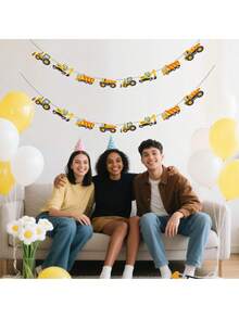 1/2/3 Sets Construction Theme Birthday Decorations, Perfect For Construction & Transportation Theme Birthday Party Celebrations And Truck Theme Party Decor - A - View 4