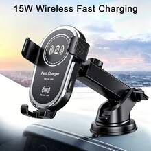 Chargeur de voiture sans fil rapide universel 15W, avec clip à aile triangulaire, support de téléphone de voiture à rotation libre 360°, 2 méthodes d'installation, convient pour le tableau de bord de la voiture et la grille d'aération, compatible avec tous les téléphones Apple 11-17/Galaxy Series à charge sans fil - Taille Unique - Voir 2