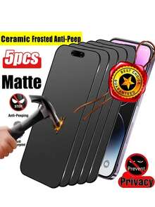MSRI 5 buah Pelindung Layar Privasi Anti-Silau Matte, Kompatibel dengan iPhone 17E/17 ProMax/16 ProMax/15 ProMax/14 ProMax/13 ProMax/12 ProMax/11 ProMax/17 Pro/16 Pro/15/14/13/12/11 dan Seri Lainnya. Film Matte Anti-Intip Cakupan Penuh, Anti-Sidik Jari, Fleksibel, Kompatibel dengan Casing Ponsel. - Hitam - View 35