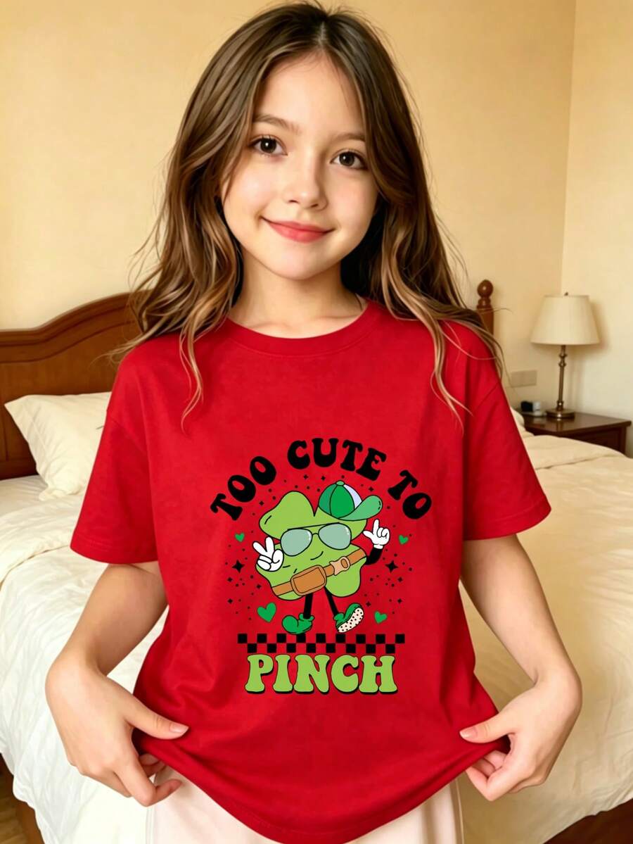 Too Cute To Pinch Kids Printed T-Shirt - Red - View 1