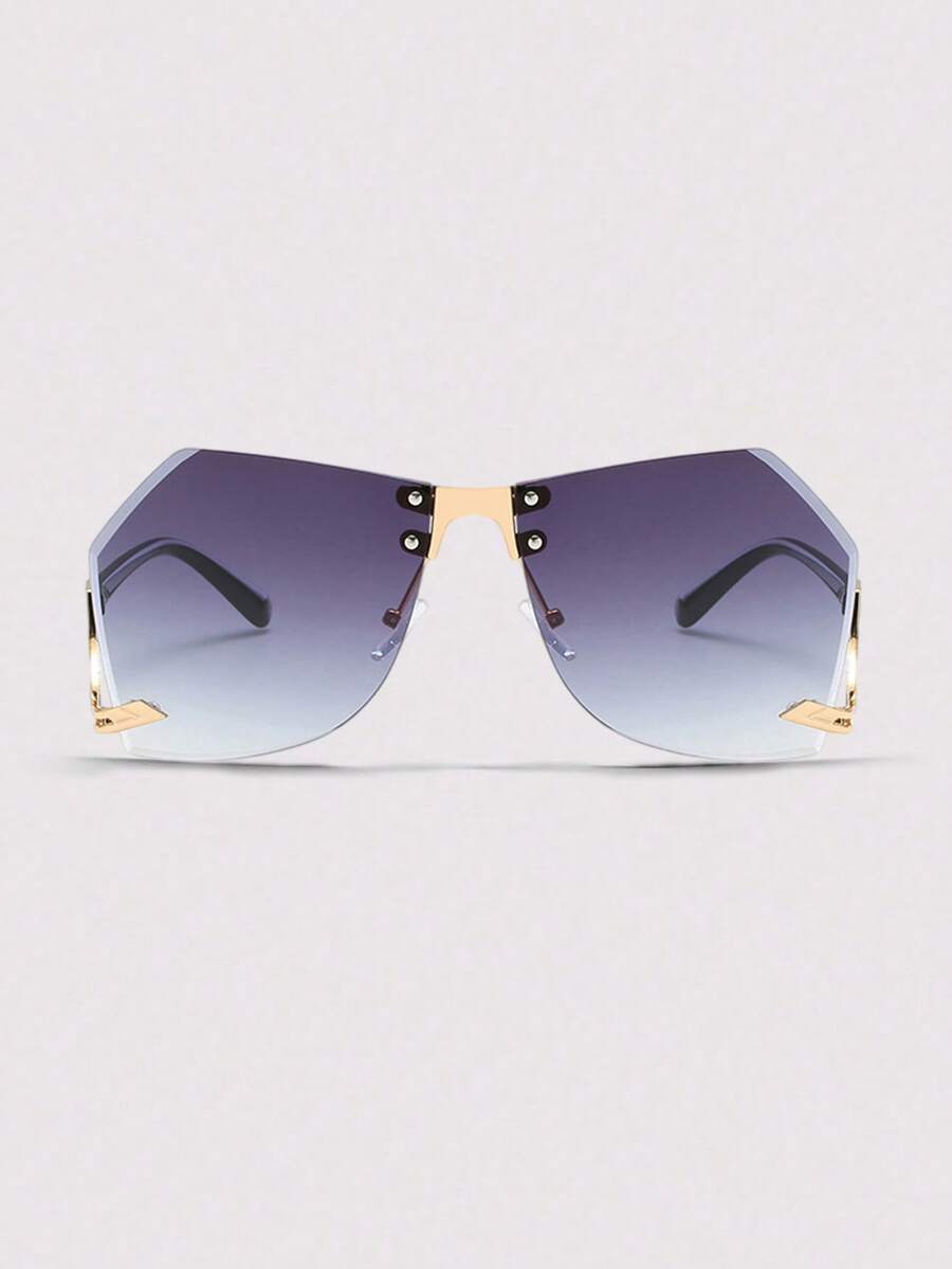 Visivana 1pc Big Frame Metal Rimless Gradient Personalized Fashion Glasses Sexy Shades Beach Accessories Beach Accessories For Women Glasses Shades Basics Fall Winter Women Outfits Clothes Business Casual Gifts For Summer Beach Vacation,Outdoor,Travel Elegent Modern