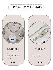 Y2K Silver Mini Photo Album Keychain Cute Heart Hollow 2 Inch Photo Book Keyring Car Keychain Portable Photo Holder Pendant Bag Charm Gifts - Multicolor - View 10