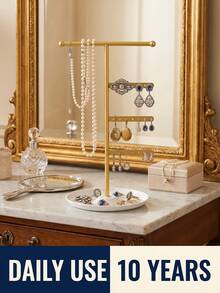 Elegant Metal Jewelry Stand With Tray For Stylish Storage And Display Of Necklaces,Jewelry Towers, Earrings, And Bracelets,  Home Decor,Perfect Earring Display Stand For Home Organization Or Jewelry Retail, Ideal Christmas Gift For Fashion Lovers - one-size - View 6