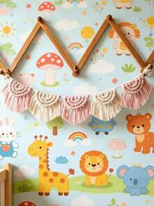 Boho Macrame Tassel Garland Nursery Wall Decor, Handmade Woven Hanging For Baby Room, Crib Background, Photo Display & Kids Room Decorati - Decorate - View 9