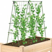 47"X15" 花園小黃瓜攀爬架 戶外攀緣植物支撐架，適用於花園床，戶外攀緣植物園藝用品，附攀爬網與植物支撐夾 - A - 查看 4