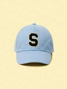 1pc Children's Customizable 26 Letter Embroidered Blue Baseball Cap, Unisex Baby Sun Hat, Suitable For Outdoor Activities And Daily Wear, Sun Protection - Blue - View 3