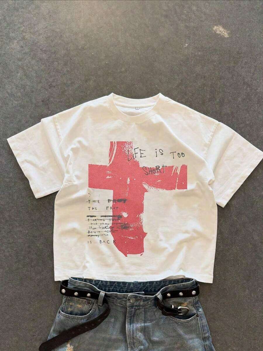 Christmas Fashionable T-Shirt With Hop Print For Men Hot Item - 白色 - 查看 1