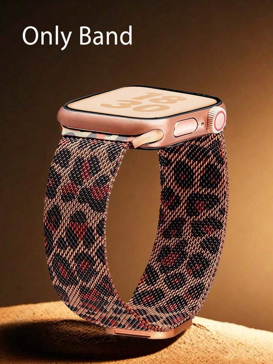 1条女士时尚豹纹金属表带,兼容 38mm 40mm 41mm 42mm 44mm 45mm 46mm 49mm,时尚玫瑰金豹纹奢华不锈钢表带配件,兼容 Series Ultra 3/2/1 11 10 9 8 7 SE3 6 5 4 3 2 1,时尚智能手表表带,兼容表带,女士手链,夏季沙滩配饰,金色饰品,生日派对,婚礼,商务活动,节日礼物 - 彩色 - 查看 1