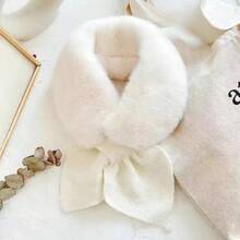 Bufandas femeninas de invierno para mujer, chal con correas cruzadas, bufanda suave para el cuello para niñas, bufanda versátil dulce que combina con todo para Otoño e Invierno XNCB - Blanco - Ver 16