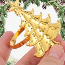 Gold Plated Christmas Tree Napkin Rings, Hotel Tabletop Decor Napkin Holders - Multicolor - View 5