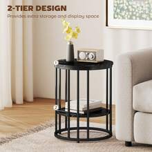 Set Of Two Marble-Effect Coffee Tables - Black - Black - View 5