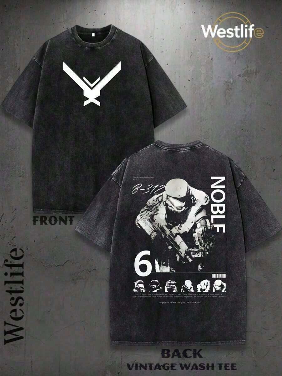 Artículos de Almacén Local: Ropa de Mujer, Ropa de Hombre, Camisetas de Algodón 100% Lavadas al Agua, Estilo Urbano, Estampado Frontal y Trasero, Gráfico y Texto Inspirados en Noble Six Halo, Ropa Casual para Uso Diario y Eventos de Gaming, Diseño de Doble Cara, Camiseta Vintage de Tejido Grueso, Regalo Perfecto, Holgada, Cómoda, Transpirable, Tejido Lavable a Máquina, Estilo Hip Hop, Ropa Drippy, Motivo Estético Y2K, Ropa de Mujer, Camisetas Retro Antibacterianas para Hombre, Camisetas para Gimnasio y Fitness para Hombre, Camisetas Retro Antibacterianas para Hombre, Camisetas para Gimnasio y Fitness para Hombre. - Negro - Ver 1
