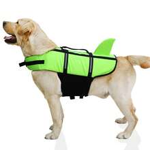 Chaleco salvavidas ajustable para perros, estilo tiburón con alta flotabilidad y asa de rescate, adecuado para perros pequeños, medianos y grandes para nadar y navegar - Verde - Ver 15