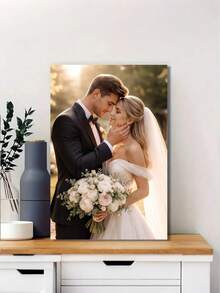1pc Customizable Wooden Frame Canvas Wall Art - Personalized Family Portrait And Action Photos, Printing, Suitable For Living Room, Bedroom Or Home Office Decor, Cozy Room Accent, Quality Reproduction Framed Canvas Wall Hanging - Multicolor - View 3