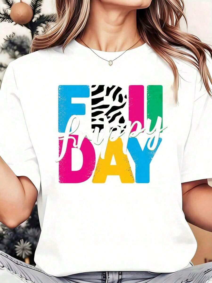 Premium Happy Full Day Colorful Graphic T-Shirt, Casual Summer Top, Fun Printed Tee, Short Sleeves, Ideal For Gifts On Occasions Like Parties, Outings, And Sports. Limited Edition. - 白色 - 查看 1