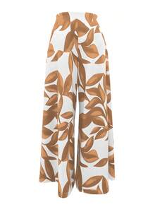 Pantalones anchos estampados elegantes y a la moda - Marrón amarillento - Ver 2
