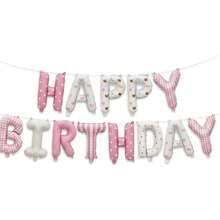 16 Inch Happy Birthday Balloon Banner, Pink White Foil Letter Balloons Birthday Party Decorations For Girls - Multicolor - View 1